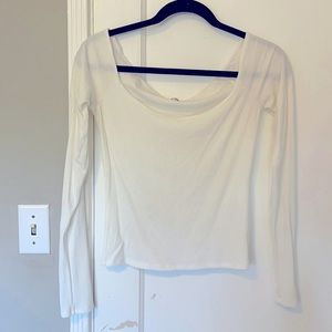 Reformation cropped Ribbed White Long sleeve